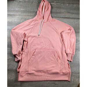 The Warmy Womens Pink Hooded Sweatshirt Kangaroo Pocket & Fleece Lining Size L